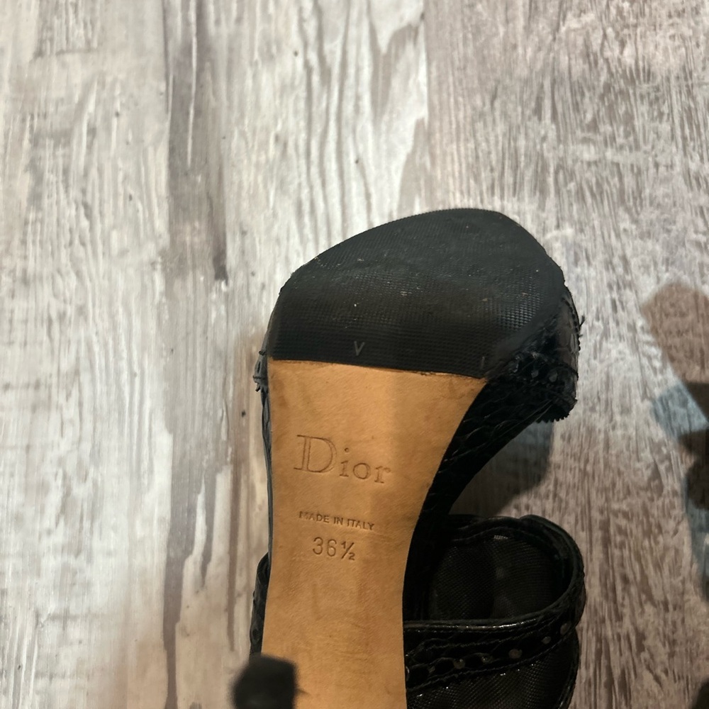 Gently used Christian Dior Black Mesh Heels! Size 36 1/2. - Picture 7 of 8